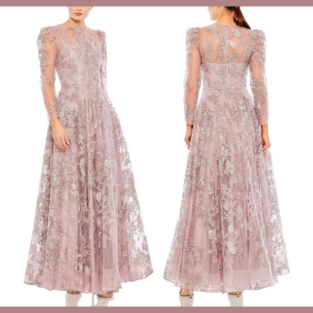 NEW Mac Duggal [ 4  ] 50664‎ Embroidered Illusion High Neck A Line Gown J2004